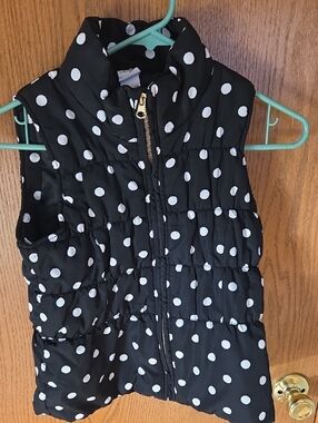 Circo Black and White Polka Dot Puffer Vest